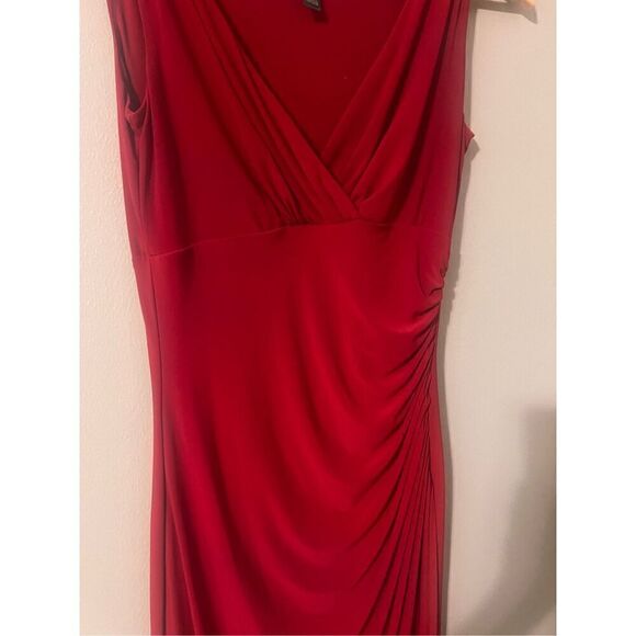 Lauren Ralph Lauren Size 4 Sleeveless Gathered Cocktail Dress Cherry Red Evening - Picture 8 of 12